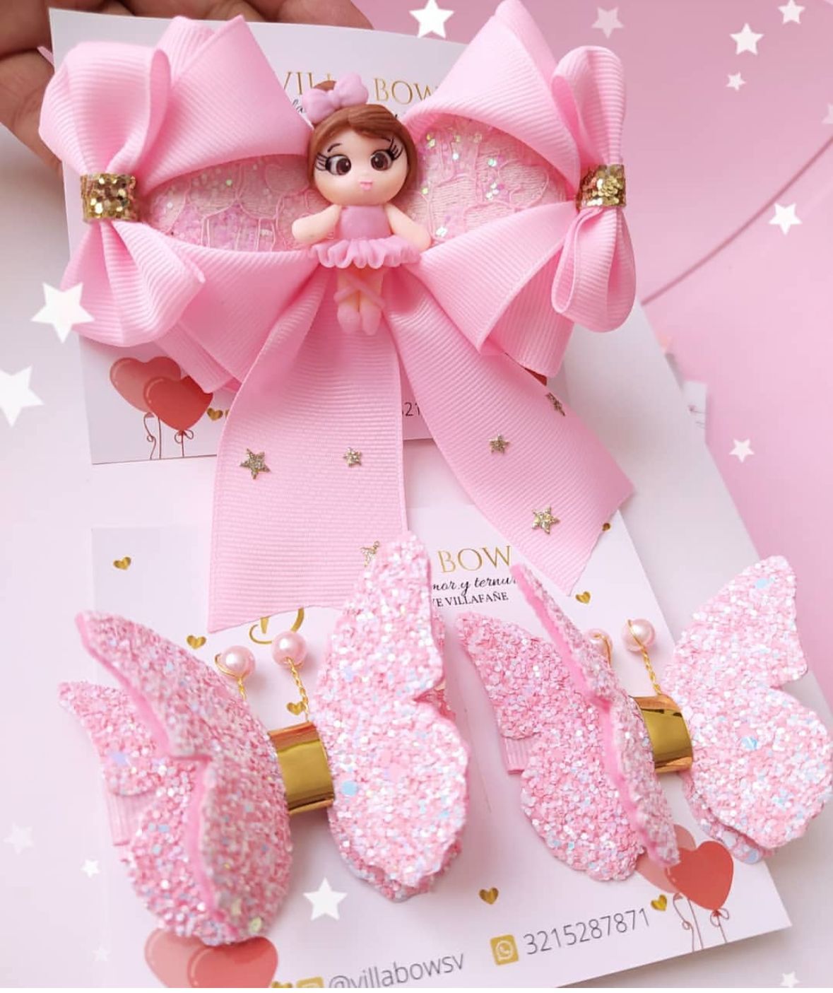 Set moño bailarina y mariposas