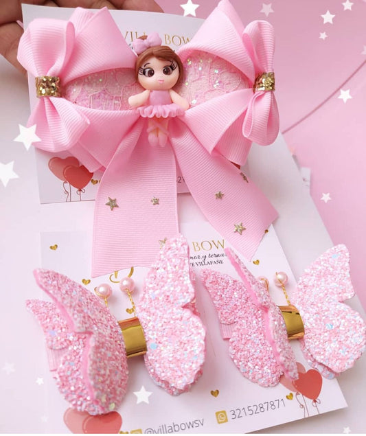 Set moño bailarina y mariposas