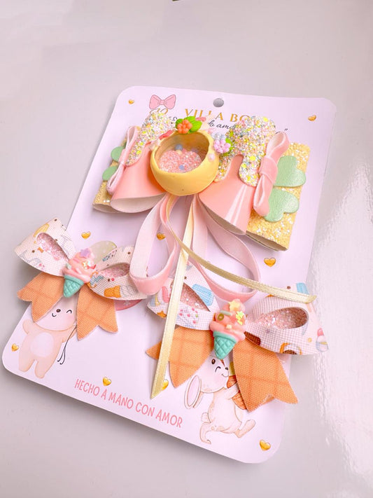 Set moño sonajero + par de pinzas heladitos